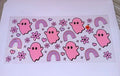ghosts with flowers and pink rainbows